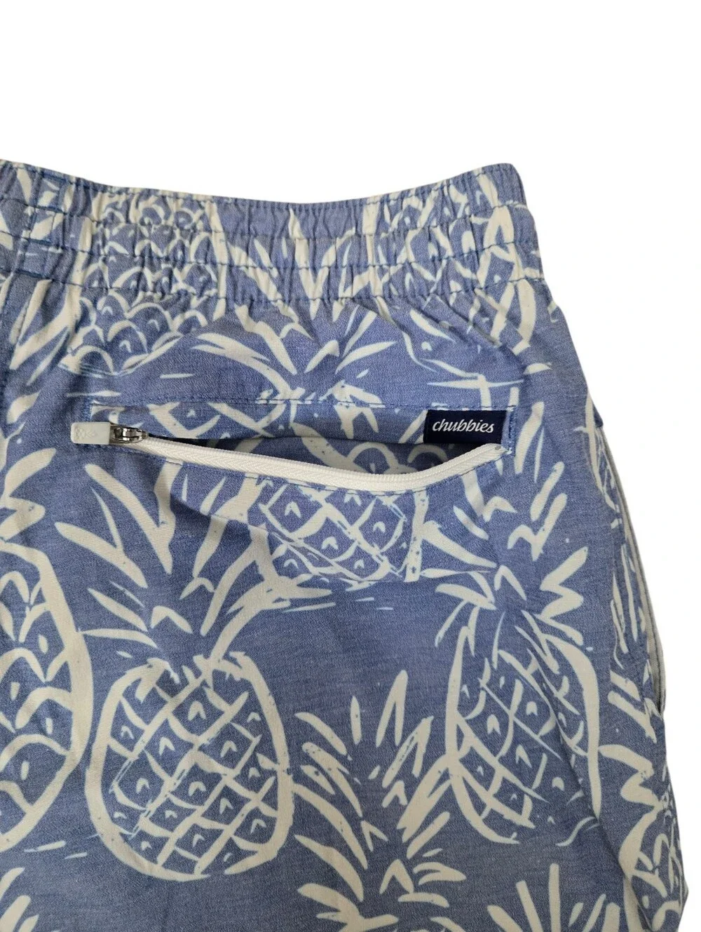 Chubbies Mens Blue Swim Trunks White Pineapple Print
